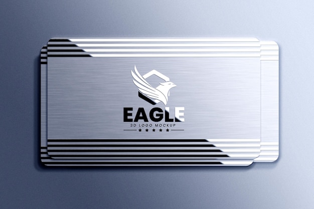 PSD maquete de logotipo de cartão de visita de metal elegante