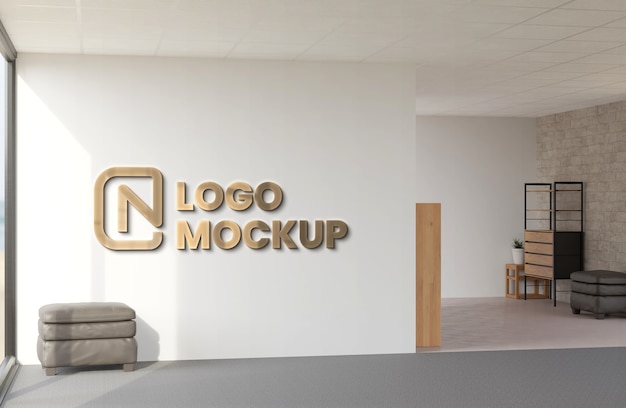 Maquete de logotipo de escritório interior