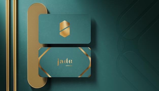 Maquete de logotipo de luxo em cartão verde jade