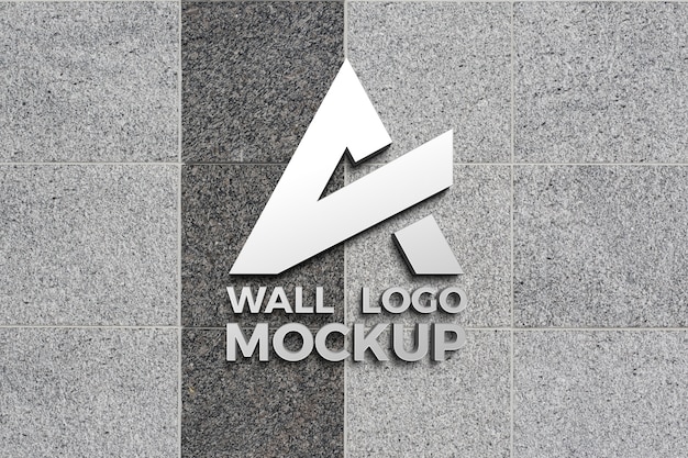 PSD maquete de logotipo de metal na parede de concreto