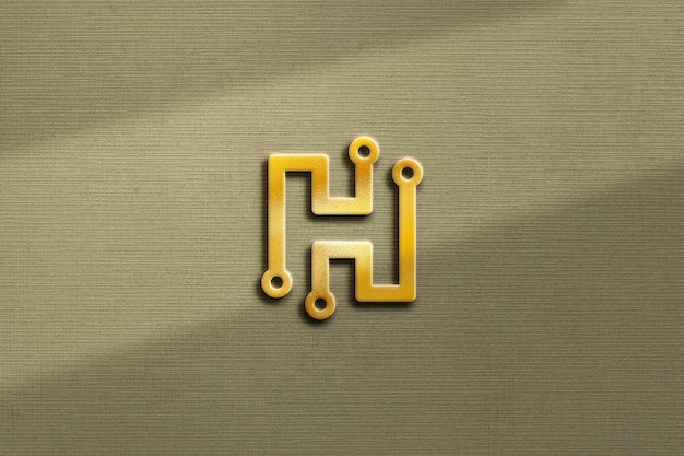 Maquete de logotipo de ouro em negrito de luxo em fundo de textura com sombra