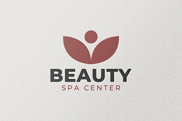 PSD maquete de logotipo de spa de beleza em relevo