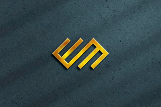 Maquete de logotipo dourado de efeito 3D em plano de fundo texturizado com sombra