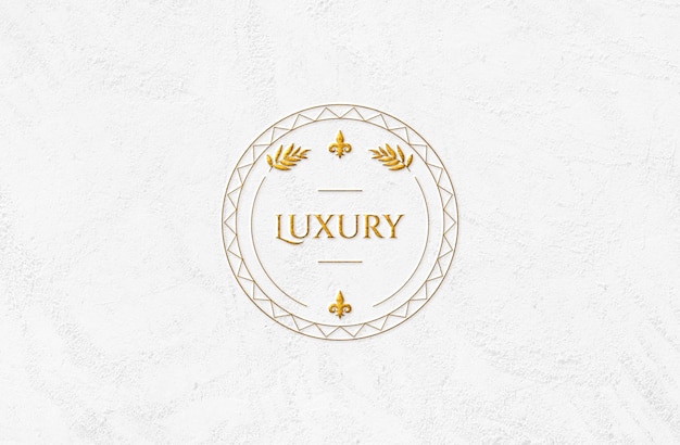 maquete de logotipo em gesso branco na cor dourada