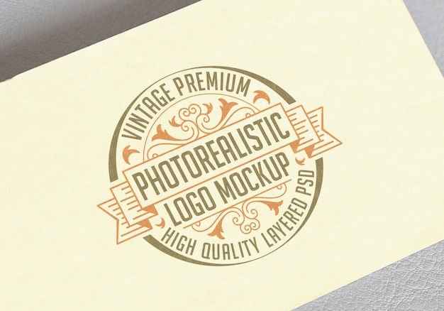 PSD maquete de logotipo fotorrealista premium vintage - arquivo psd de mock-up de logotipo em camadas de alta qualidade