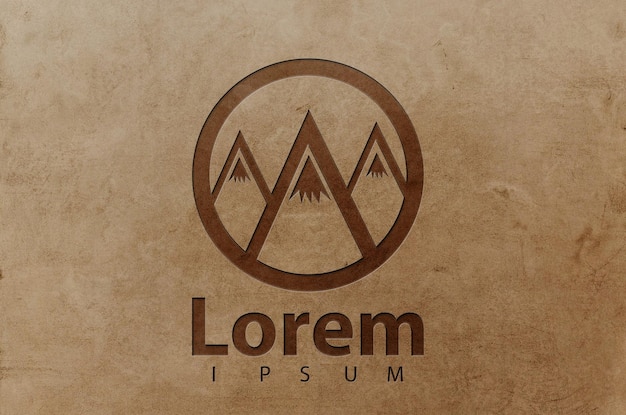Maquete de logotipo gravado em folheado de madeira