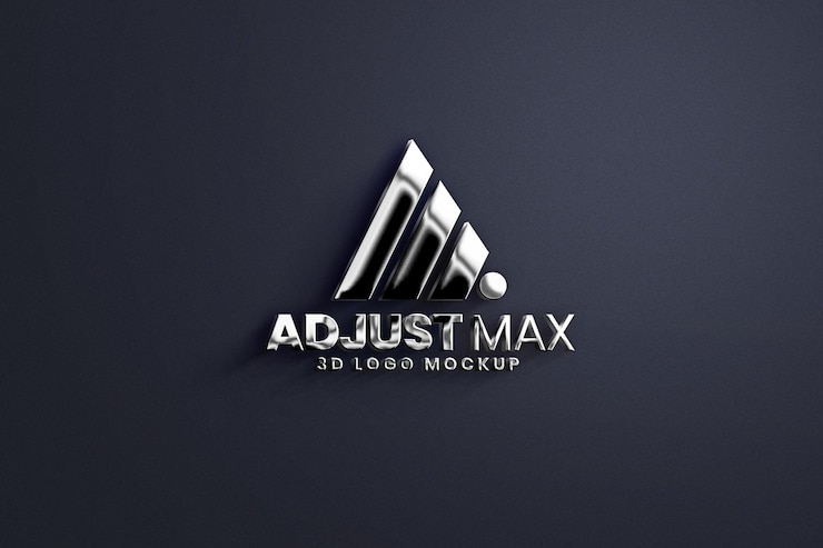 Maquete de logotipo metálico de luxo na parede preta
