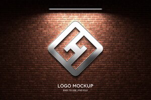 PSD maquete de logotipo na parede de tijolos