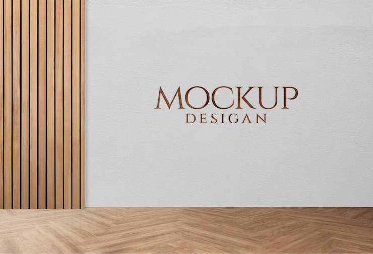 maquete de logotipo realista e elegante na parede