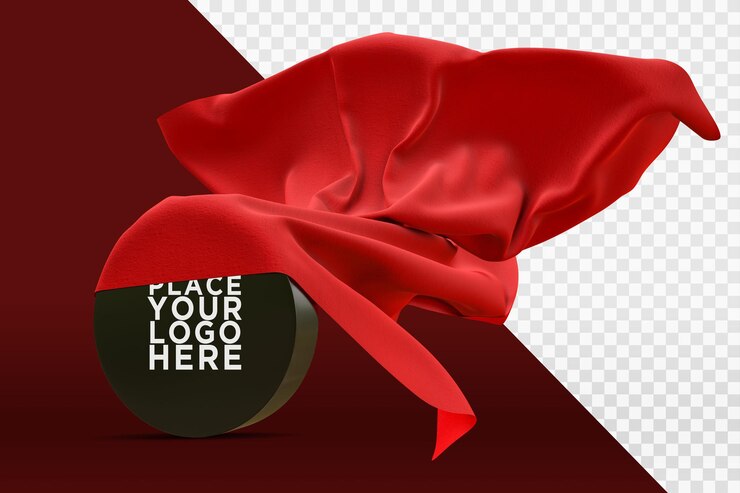 Maquete de logotipo renderizado em 3D com fundo transparente
