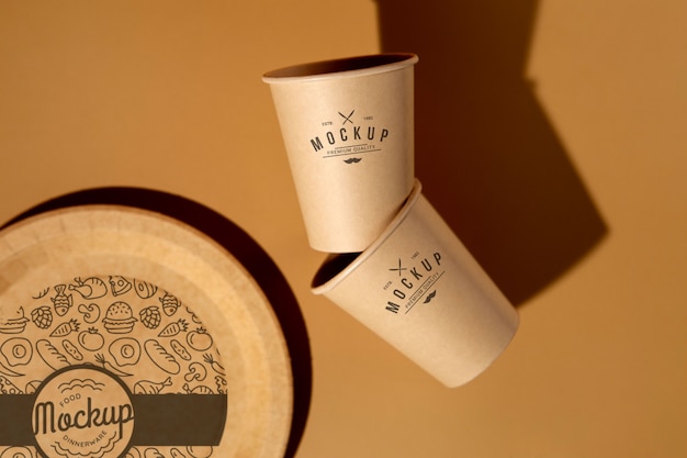 Maquete de louça biodegradável e ecológica