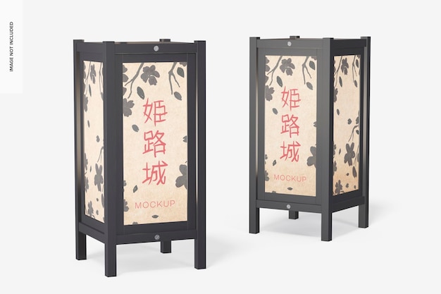 Maquete de luminárias de chão de papel japonês