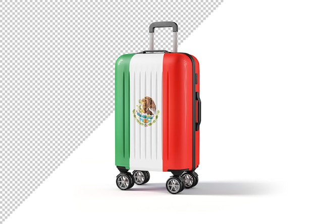 Maquete de mala de viagem com a bandeira do México