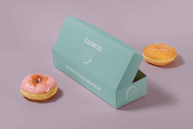 Maquete de marca de caixa de rosquinhas de estúdio