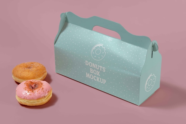 Maquete de marca de caixa de rosquinhas de estúdio