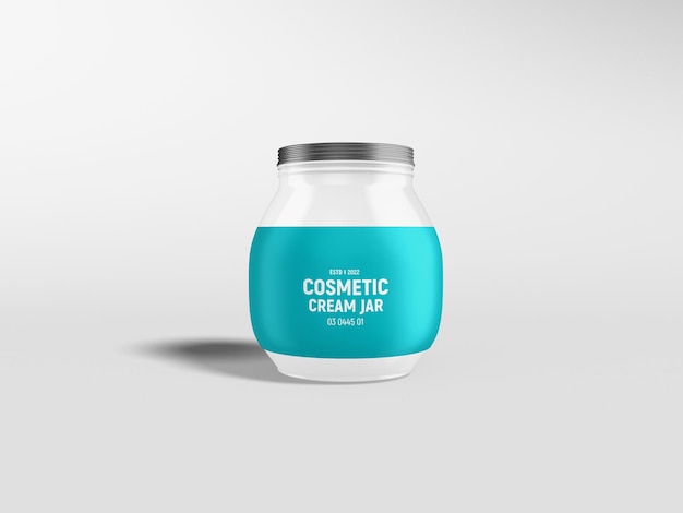 Maquete de marca de frasco de creme cosmético de vidro brilhante
