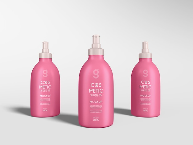 Maquete de marca de frasco de spray cosmético brilhante