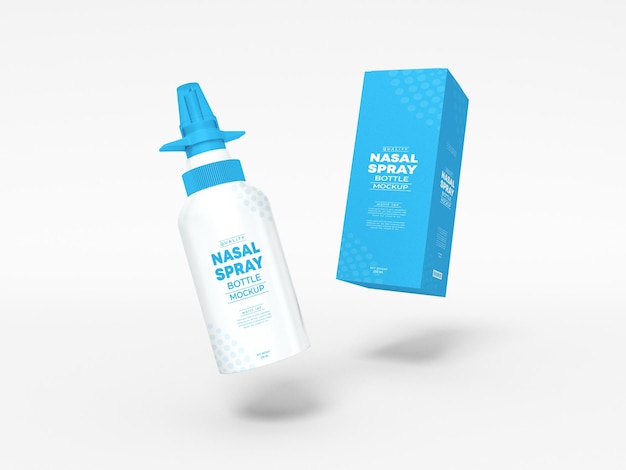 PSD maquete de marca de frasco de spray nasal