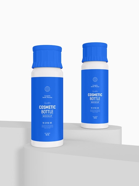 Maquete de marca de garrafa cosmética de toner de pele de plástico brilhante