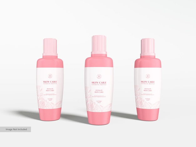 Maquete de marca de garrafa de cosméticos de plástico brilhante