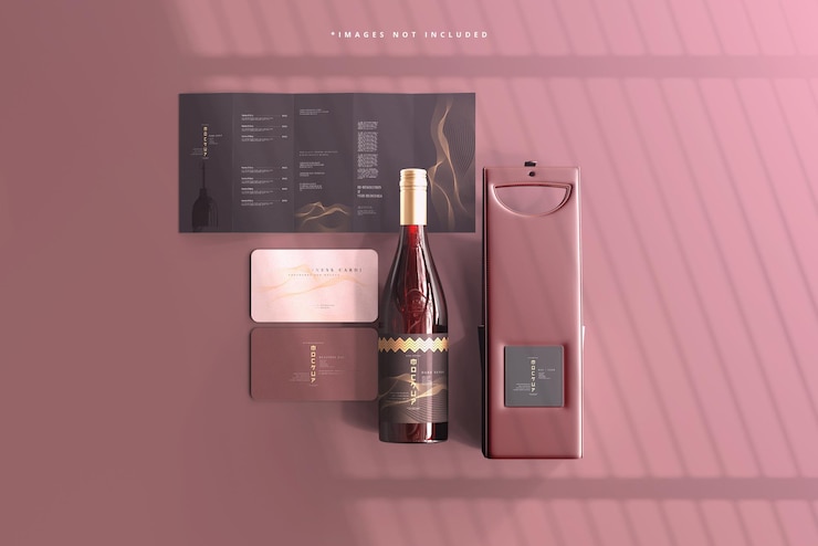 Maquete de marca de garrafa de vinho