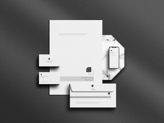 Maquete de marca de papelaria corporativa limpa isolada