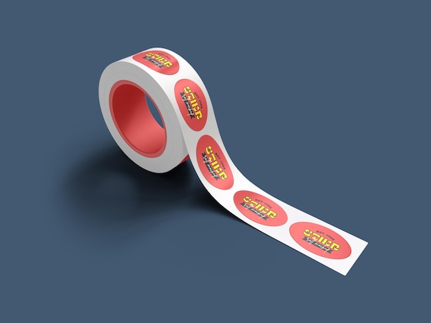 Maquete de marca de rolo de adesivo adesivo oval