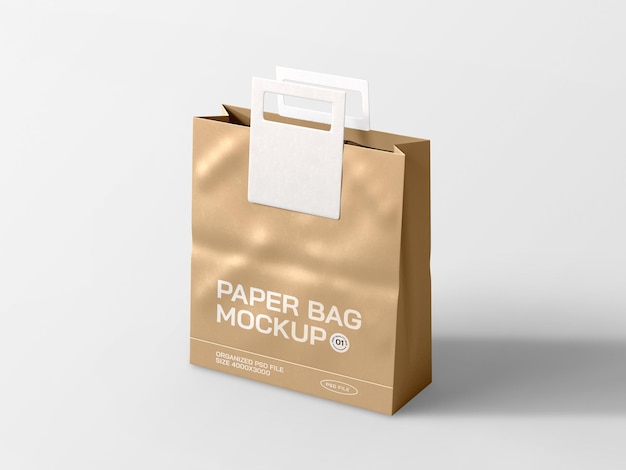Maquete de marca de sacola de compras de papel Kraft