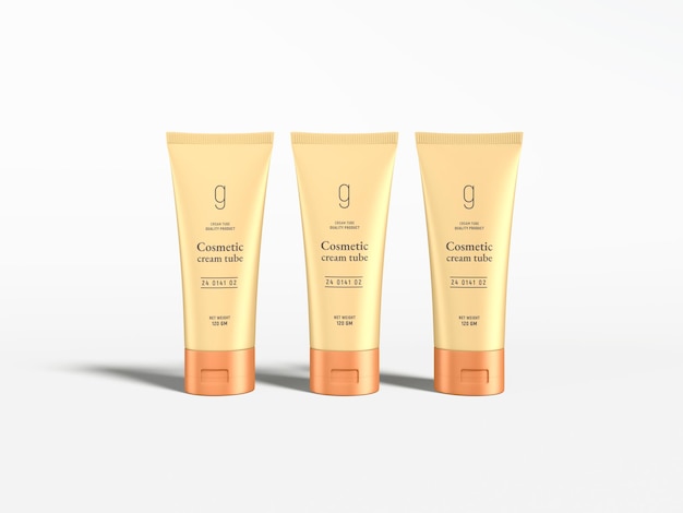Maquete de marca de tubo de creme cosmético de plástico brilhante
