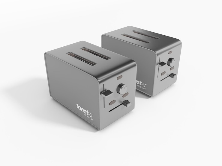 PSD maquete de marca de utensílio de cozinha elétrico torradeira