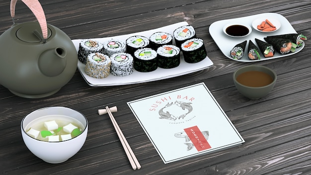 Maquete de menu criativo sushi bar