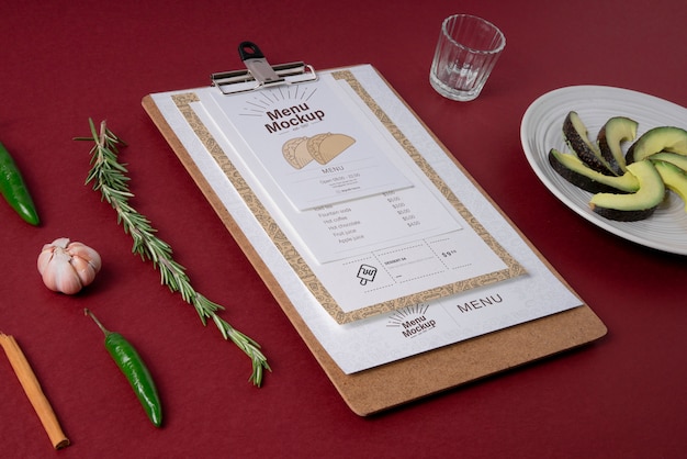 PSD maquete de menu de comida mexicana