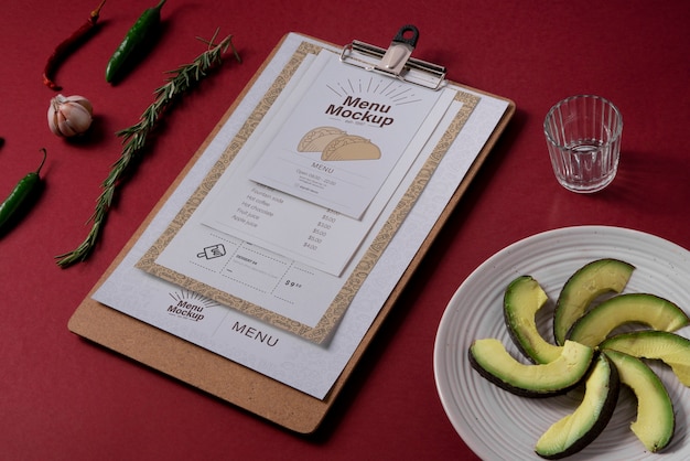 Maquete de menu de comida mexicana