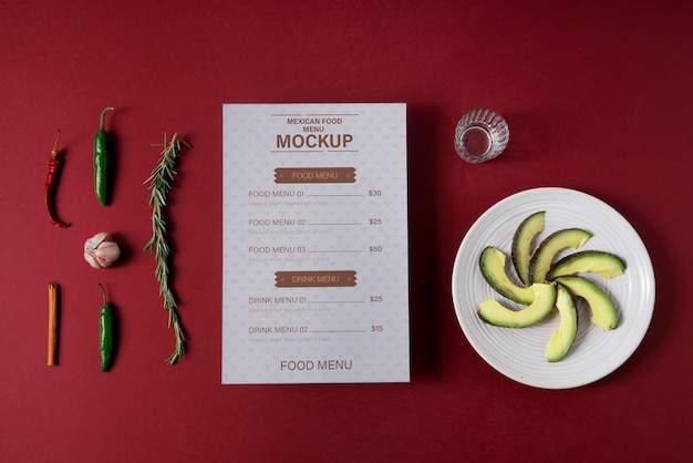 Maquete de menu de comida mexicana