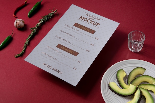 PSD maquete de menu de comida mexicana