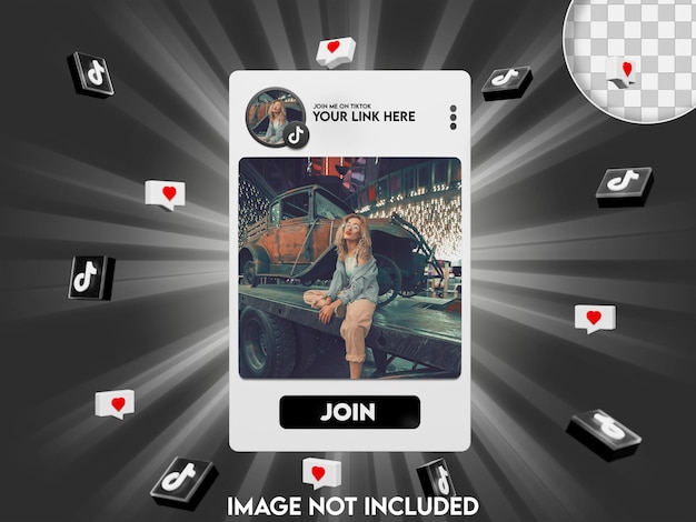 Maquete de mídia social 3D do TikTok