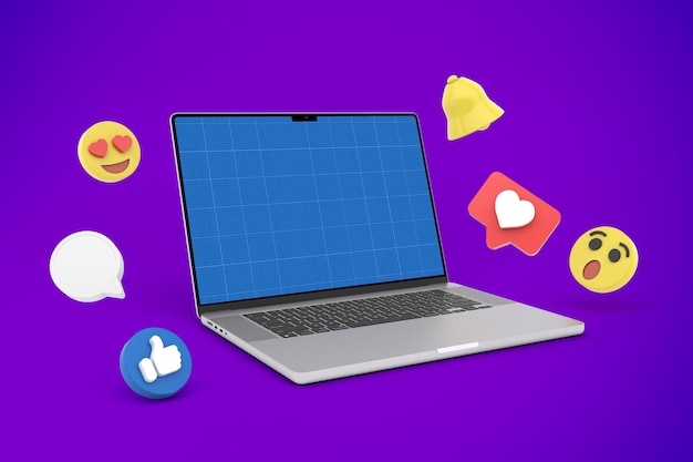 Maquete de mídia social para laptop