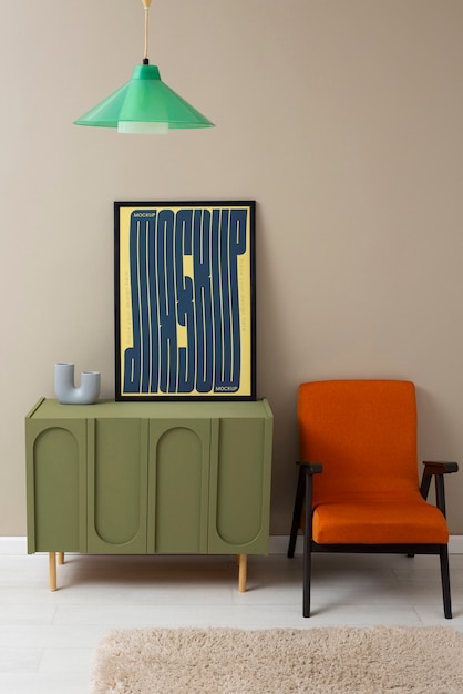 Maquete de moldura em estilo interior pós-moderno