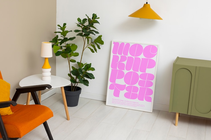 Maquete de moldura em estilo interior pós-moderno