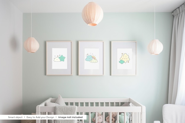 Maquete de moldura para quarto de bebê Maquete de moldura para quarto de bebê Maquete de moldura para quarto de bebê