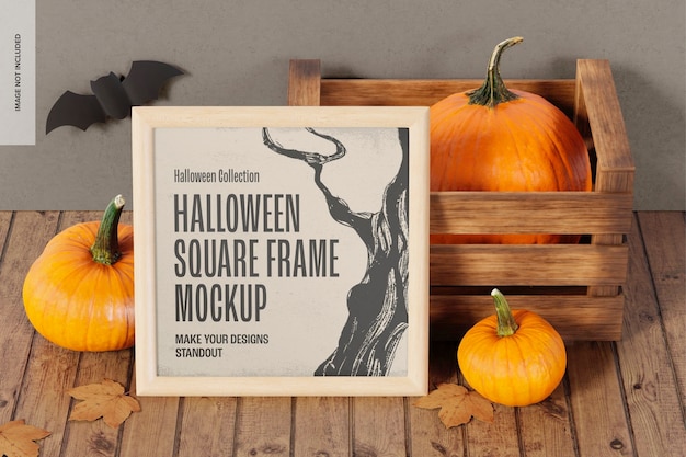 Maquete de moldura quadrada de Halloween, perspectiva