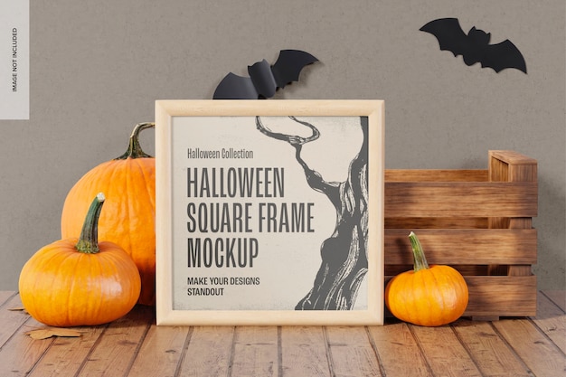 Maquete de moldura quadrada de Halloween, vista frontal