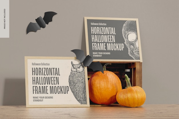 Maquete de molduras horizontais de Halloween, vista frontal