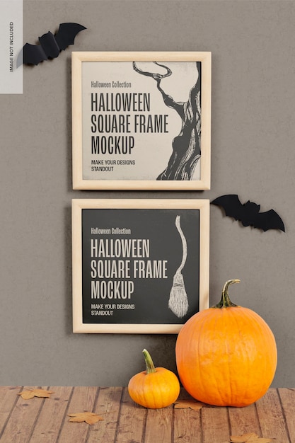 Maquete de molduras quadradas de Halloween, suspensa