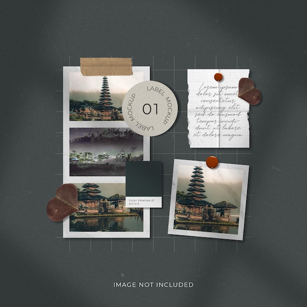Maquete de moodboard de molduras para fotos de viagem