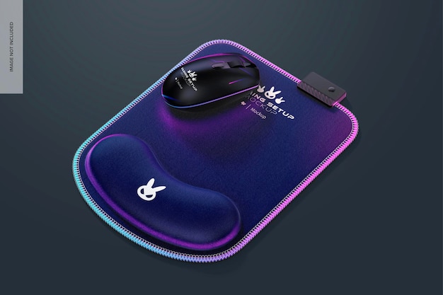 Maquete de mouse pad led com mouse