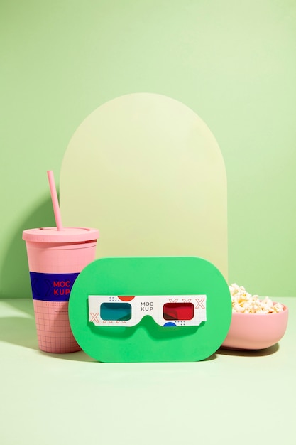 PSD maquete de óculos 3d para filmes