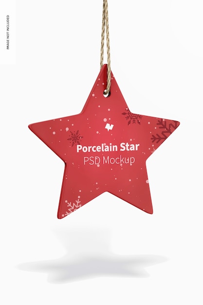 PSD maquete de ornamento de estrela de porcelana, pendurado