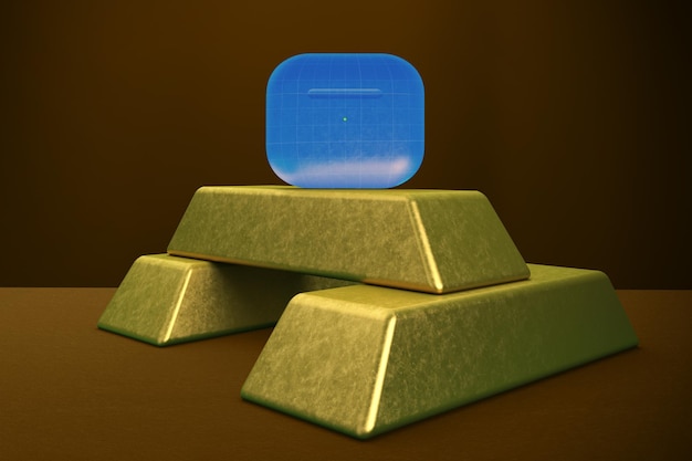 Maquete de ouro de cápsulas sem fio