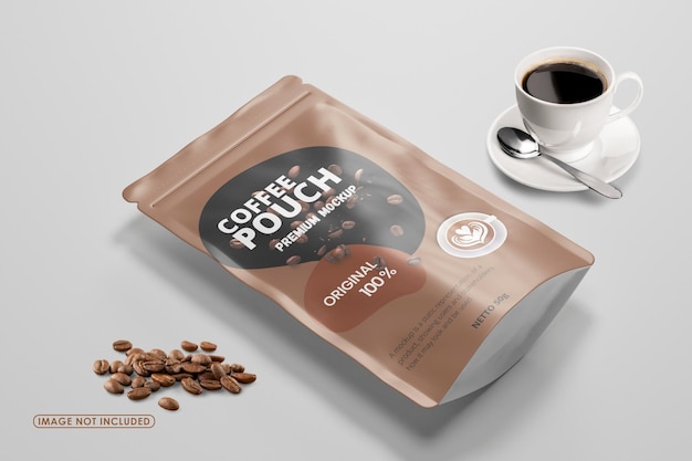Maquete de pacote de café stand up pouch